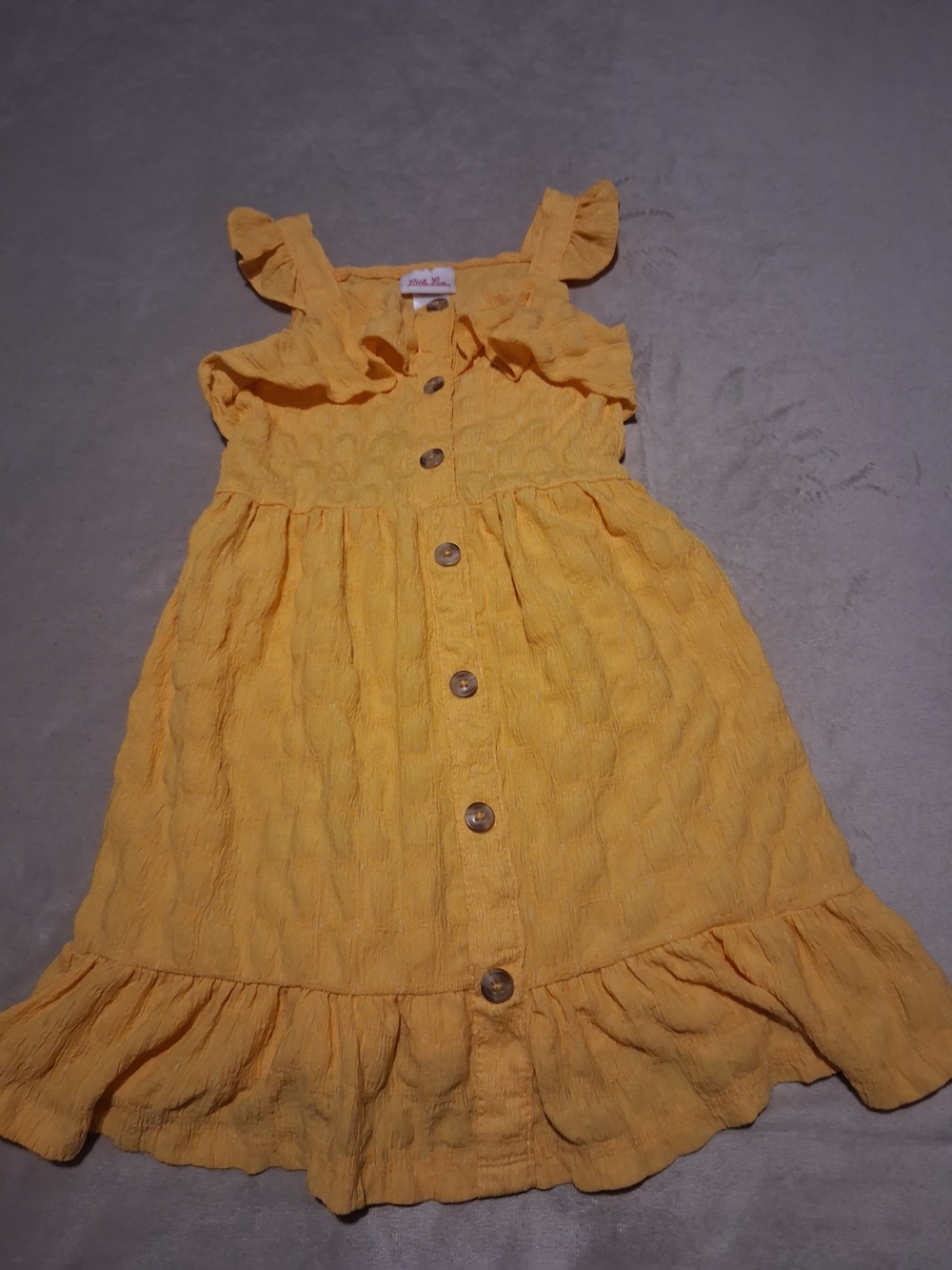 Little Lass Yellow Ruffle-Trim Button Front Dress
